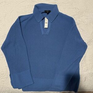 NWT J Crew blue cotton sweater size M